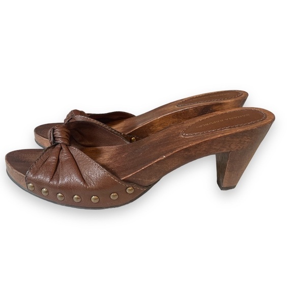 Banana Republic Made In Italy Woden Heel Open Toe Clog - Picture 1 of 13